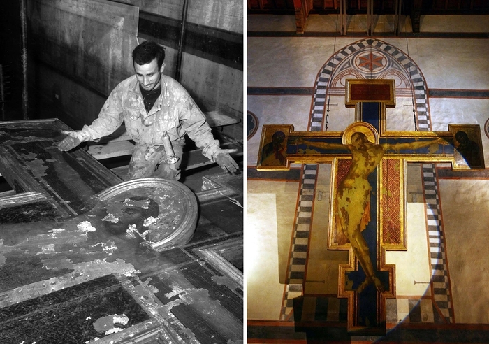 1966. L'alluvione di Firenze e il Cristo del Cimabue salvato dal fango