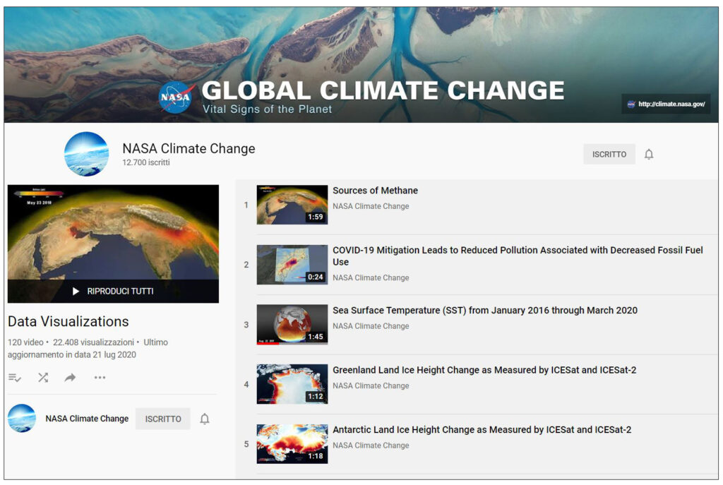 playlist di video sul canale YouTube NASA Global Climate Change